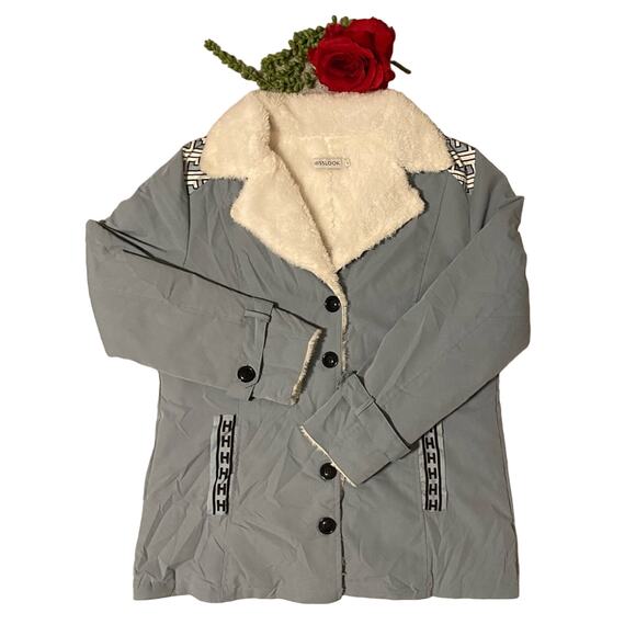 Misslook Fleece Lined Women’s Button Up Jacket Color Blue Size Large - Picture 1 of 4